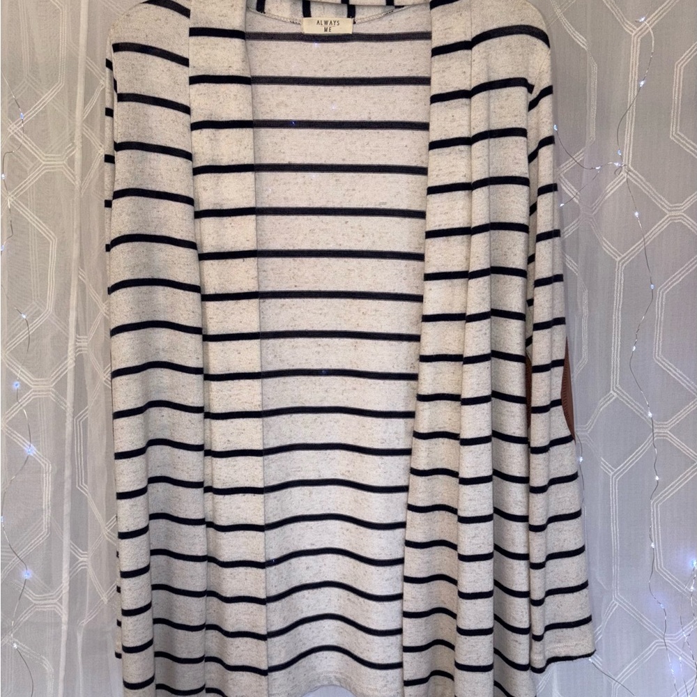 Women’s Always Me Preppy Nautical Striped Cardigan Linen Blend Resort Wear Small